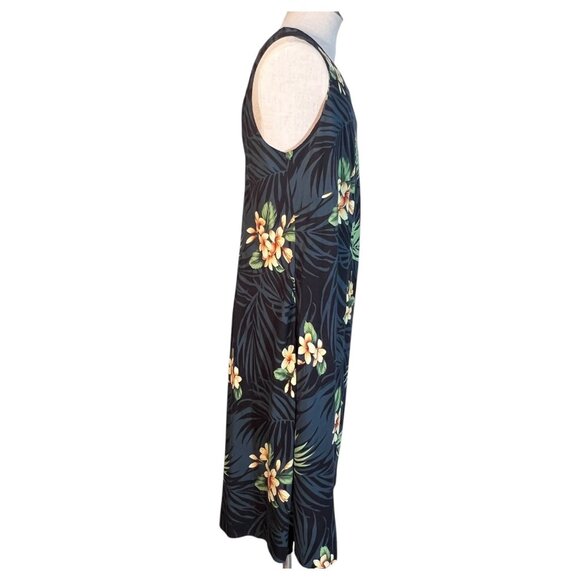 Hilo Hattie Hawaiian Dress Women 1X Black Floral Sleeveless Made In Hawaii Rayon - Picture 3 of 7